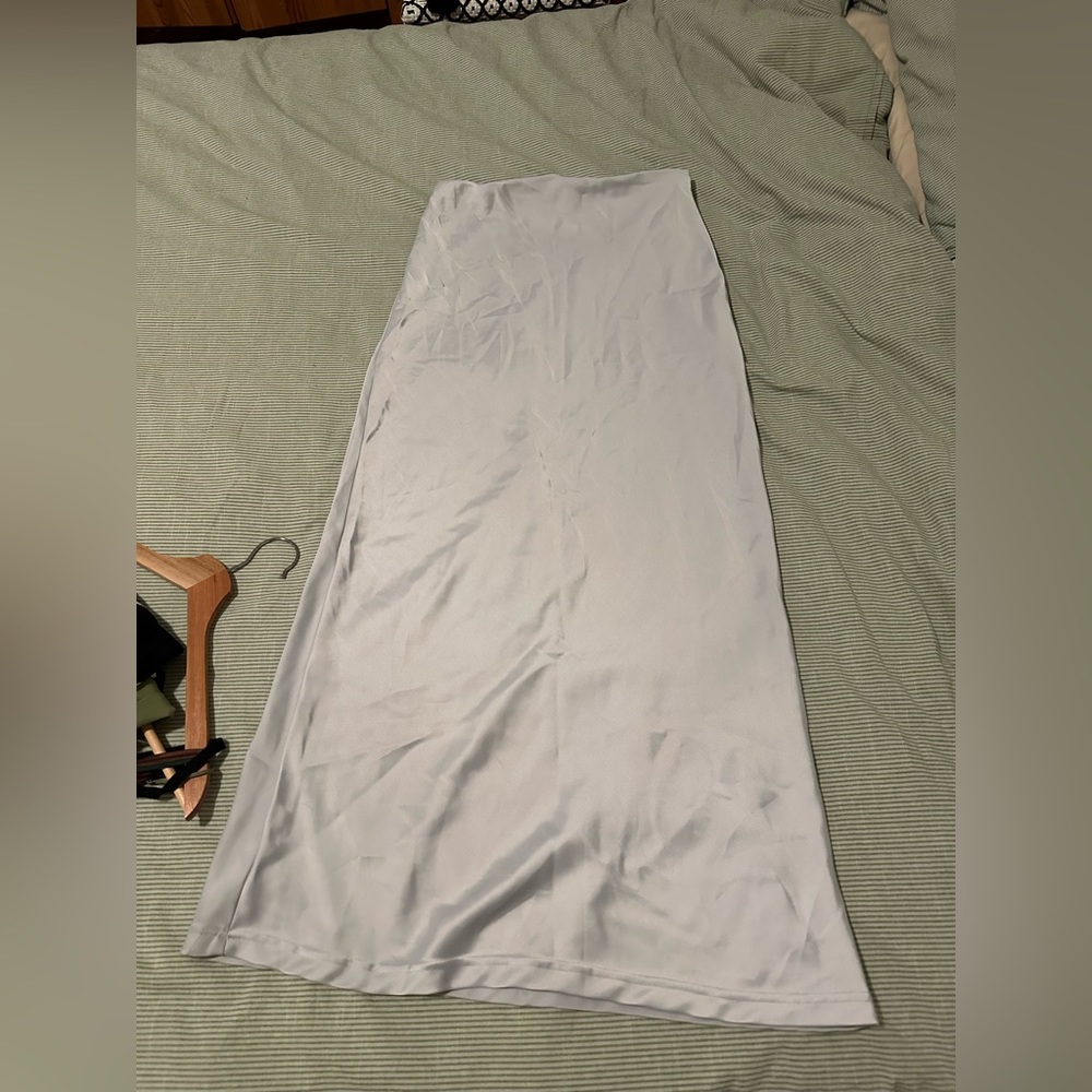 Urban outfitters light blue satin midi skirt
